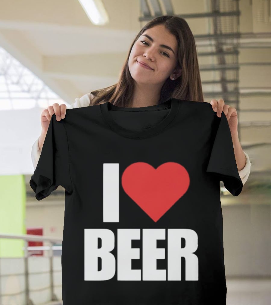 I Love Beer Bold Red Heart T-Shirt