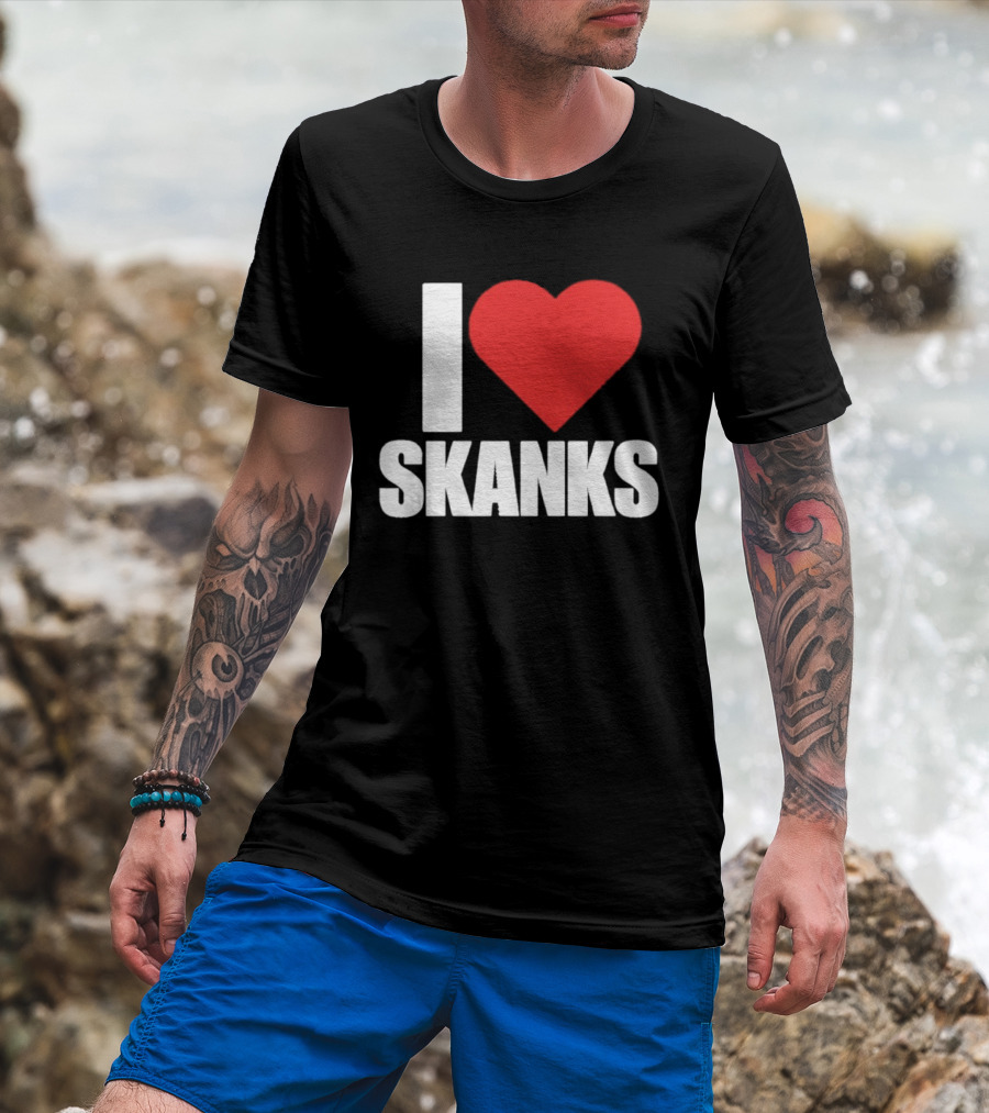 I Heart Skanks Red Love Symbol Humor T-Shirt