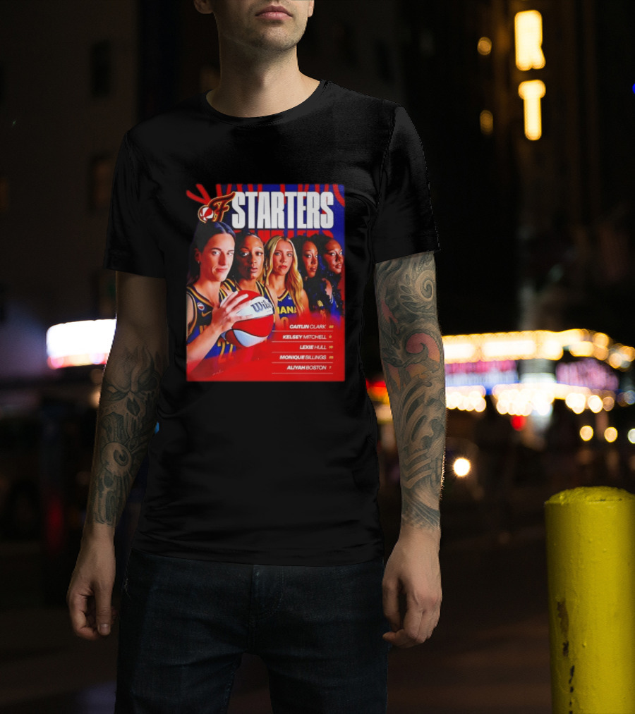 Indiana Fever Basketball Starters Caitlin Clark Kelsey Mitchell Lexie Hull Monique Billings Aliyah Boston T-Shirt