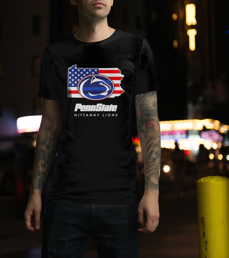 Penn State Nittany Lions Pennsylvania Flag American Pride T-Shirt