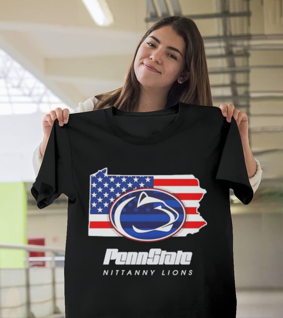 Penn State Nittany Lions Pennsylvania Flag American Pride T-Shirt