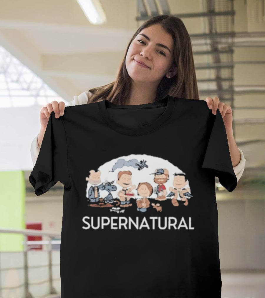 Supernatural Peanuts Cartoon Crossover Characters Collection T-Shirt