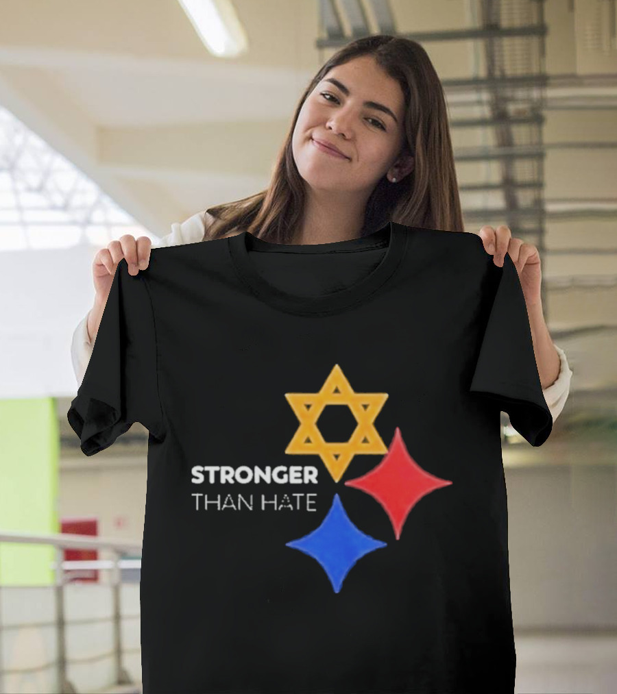 Pittsburgh Steelers Stronger Than Hate Star Of David Yellow Red Blue T-Shirt