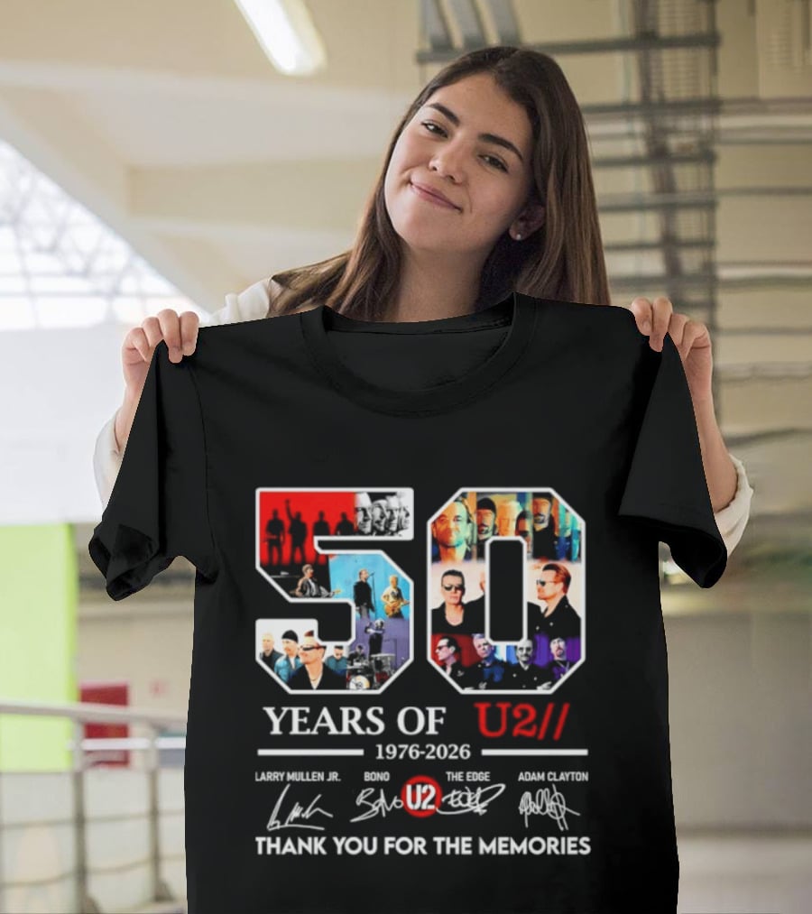 50 Years Of U2 1976 2026 Larry Mullen Jr Bono The Edge Adam Clayton Thank You For The Memories T-Shirt