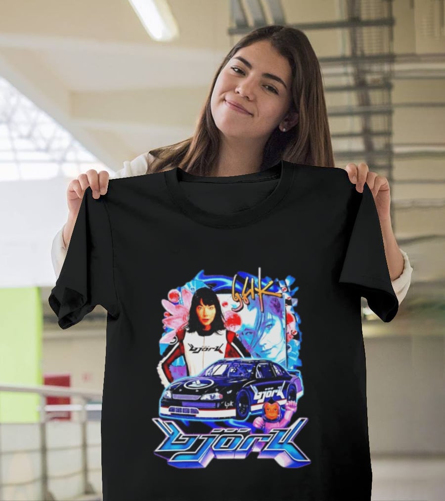 Vintage Bjork Racing Car Graphic Icelandic Music T-Shirt