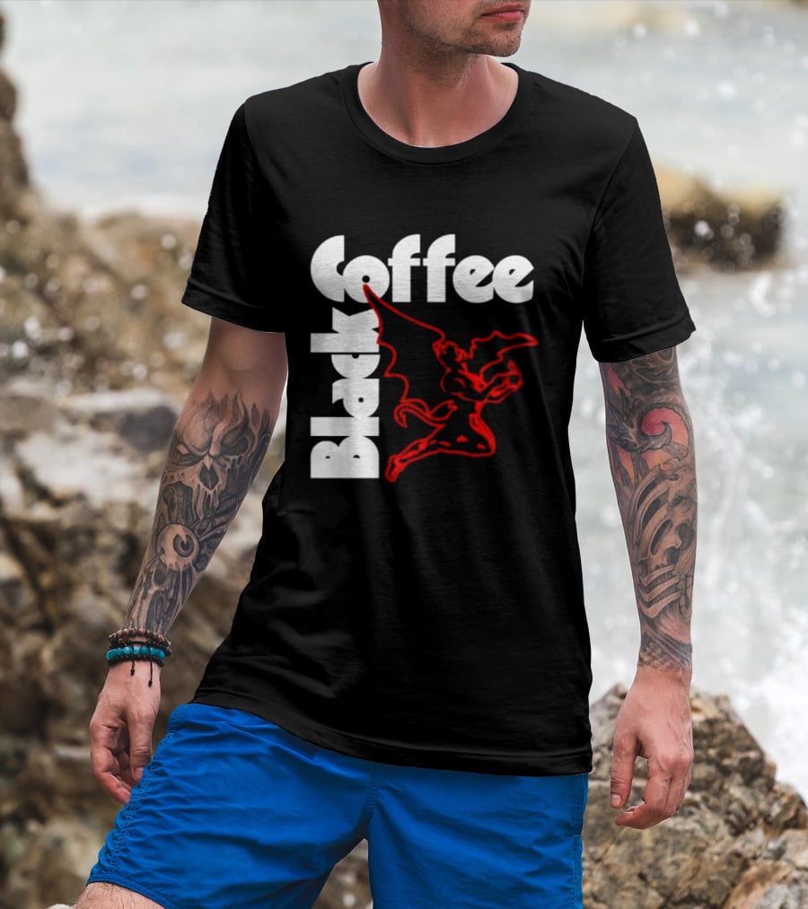 Black Coffee Devil Caffeine Drinking T-Shirt