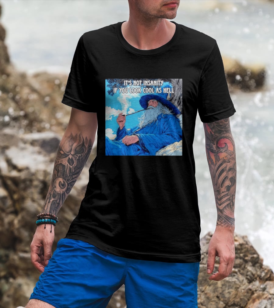 It's Not Insanity If You Look Cool As Hell Wizard Smoking Pipe T-Shirt