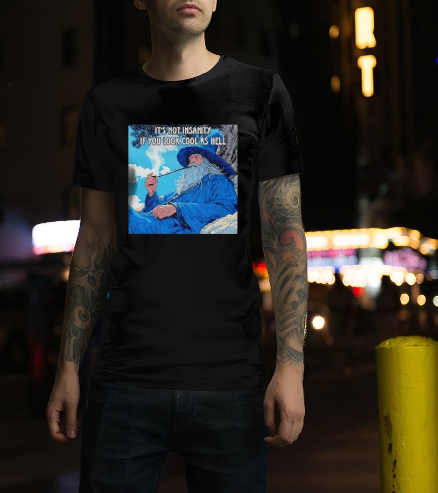 It's Not Insanity If You Look Cool As Hell Wizard Smoking Pipe T-Shirt