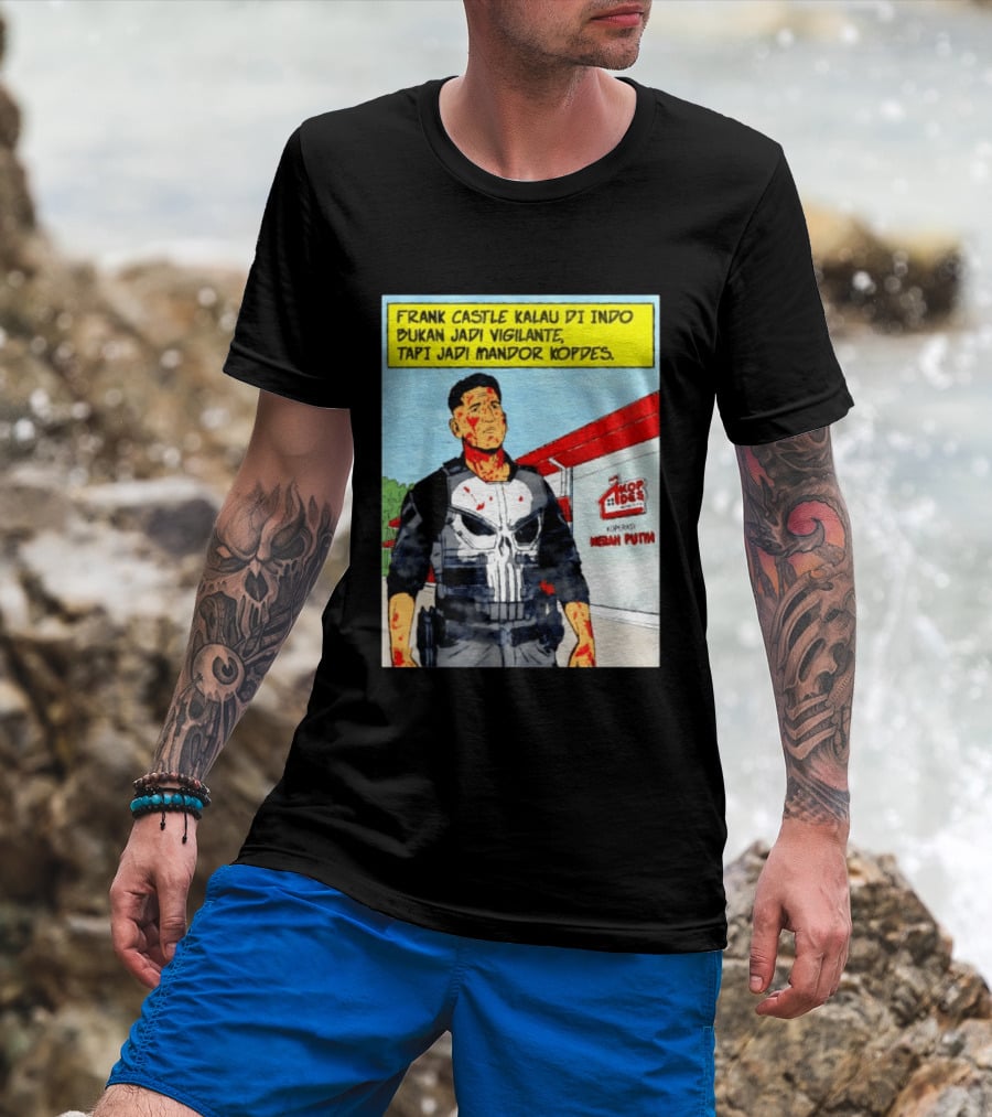 Frank Castle Kalau Di Indo Bukan Jadi Vigilante Tapi Jadi Mandor Kopdes Koperasi Merah Putih Marvel Comics T-Shirt