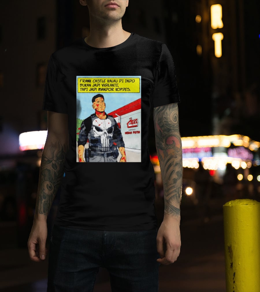 Frank Castle Kalau Di Indo Bukan Jadi Vigilante Tapi Jadi Mandor Kopdes Koperasi Merah Putih Marvel Comics T-Shirt