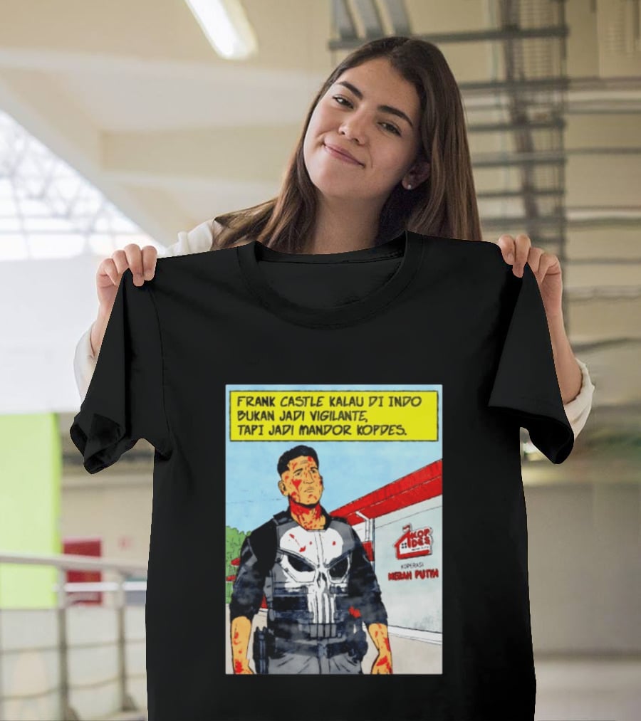 Frank Castle Kalau Di Indo Bukan Jadi Vigilante Tapi Jadi Mandor Kopdes Koperasi Merah Putih Marvel Comics T-Shirt