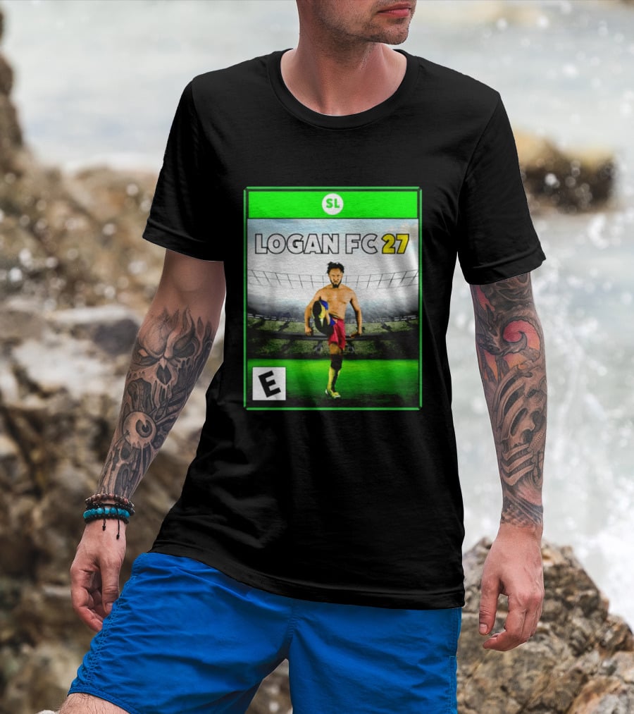 LOGAN FC 27 Soccer Game Box Art With Player In Stadium T-Shirt