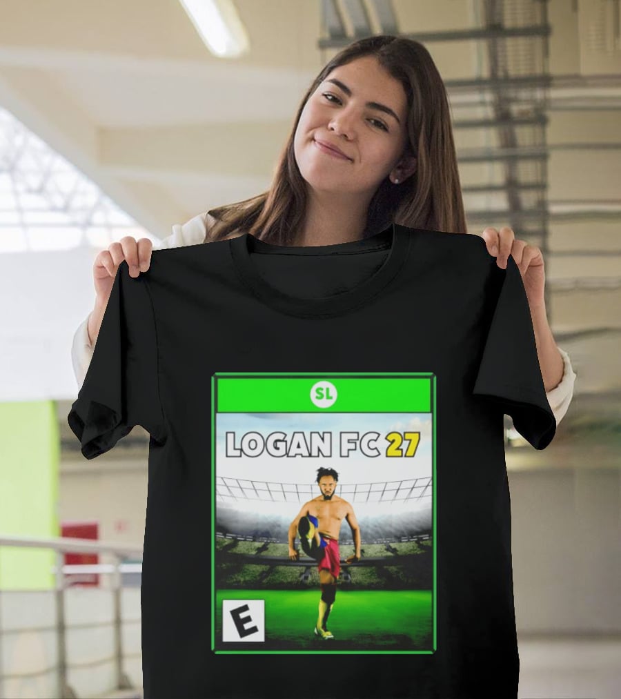 LOGAN FC 27 Soccer Game Box Art With Player In Stadium T-Shirt
