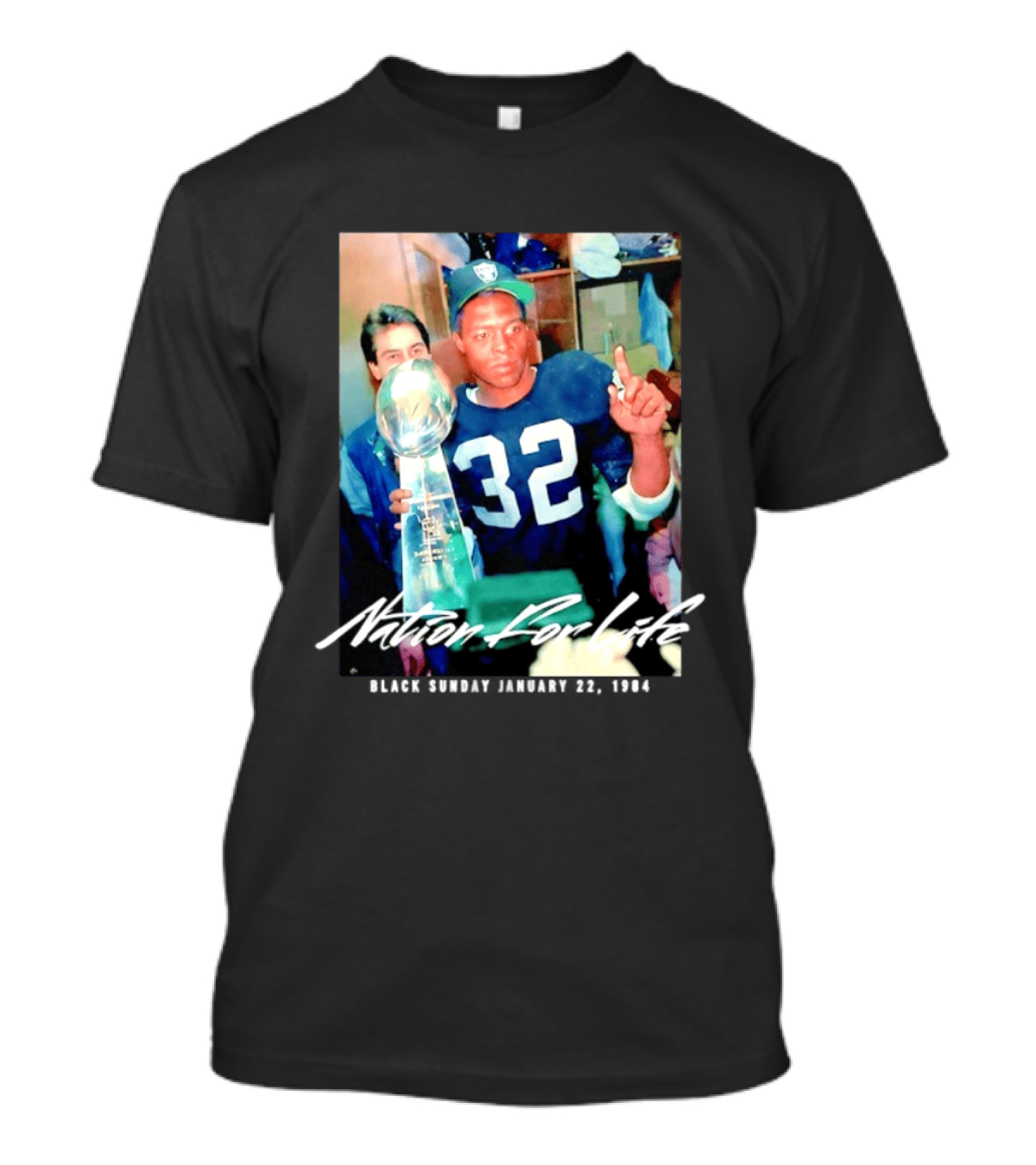 Marcus Allen Nation For Life Black Sunday January 22 1984 T-Shirt