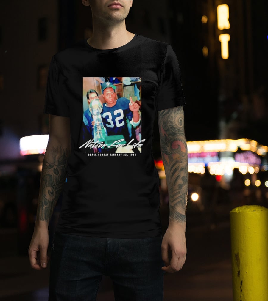 Marcus Allen Nation For Life Black Sunday January 22 1984 T-Shirt