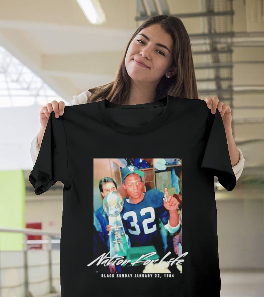 Marcus Allen Nation For Life Black Sunday January 22 1984 T-Shirt