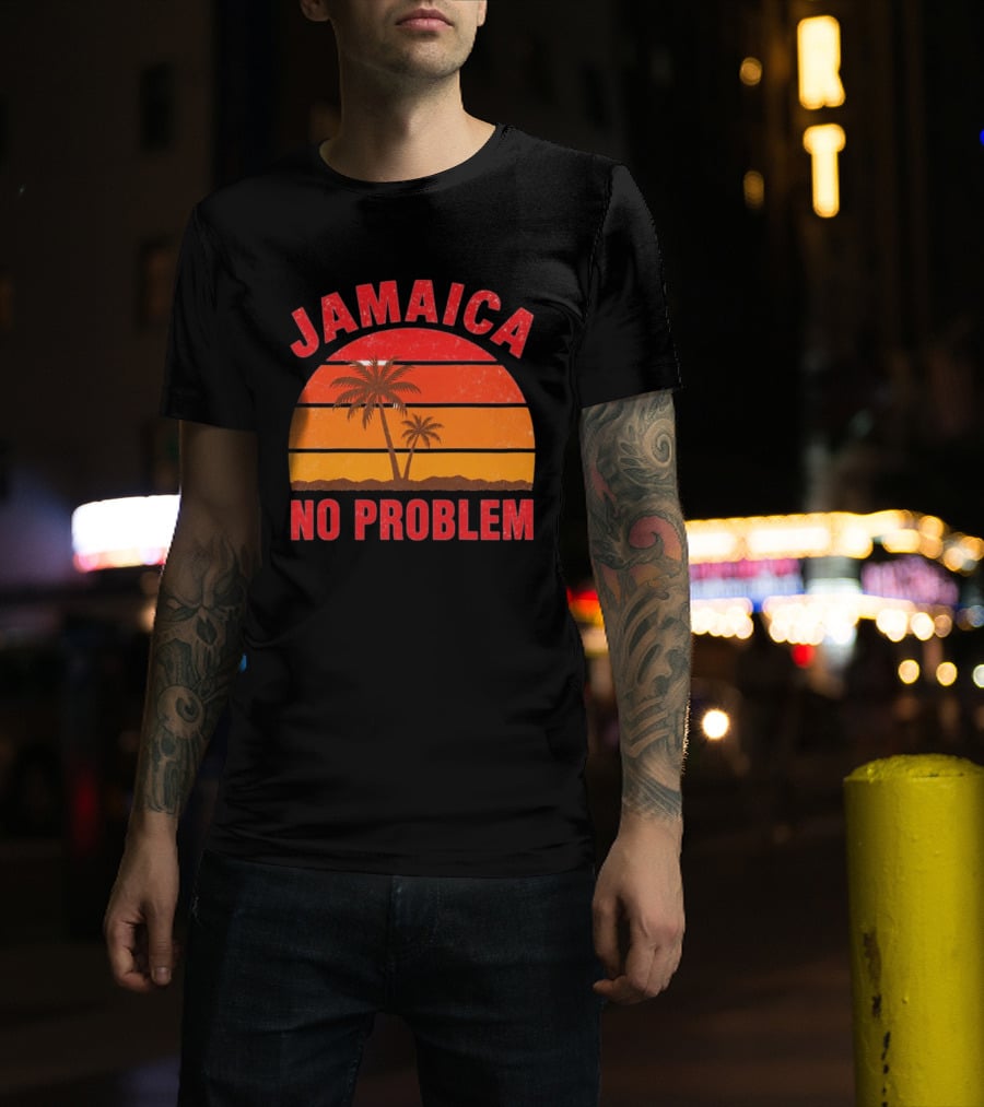 Jamaica No Problem Sunset Palm Trees Vintage Island Vibes T-Shirt
