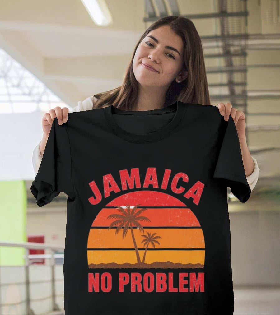 Jamaica No Problem Sunset Palm Trees Vintage Island Vibes T-Shirt