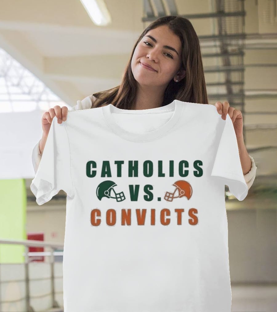 Catholics Vs Convicts Football Rivalry Gameday Helmets T-Shirt