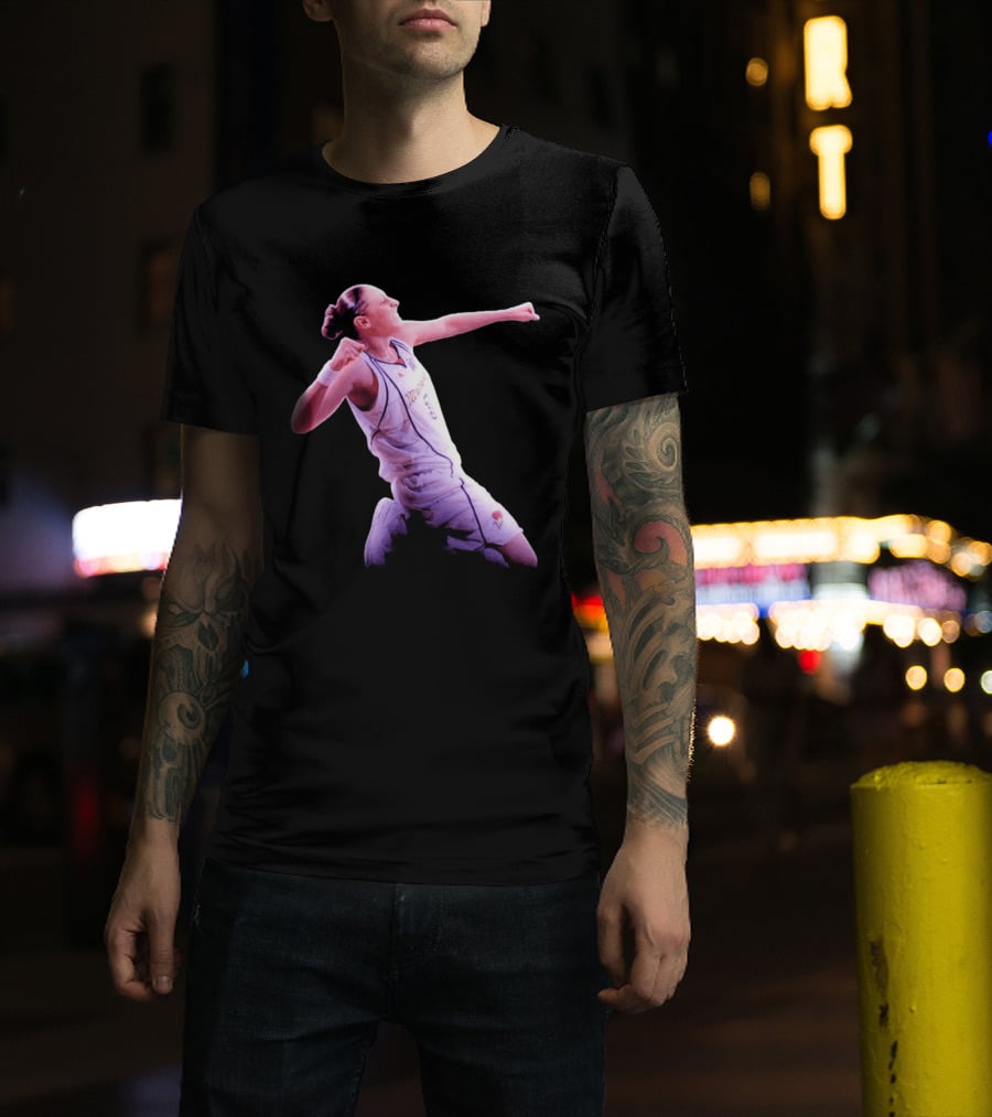 Taurasi Number 5 White Jersey Phoenix Mercury Victory Pose T-Shirt