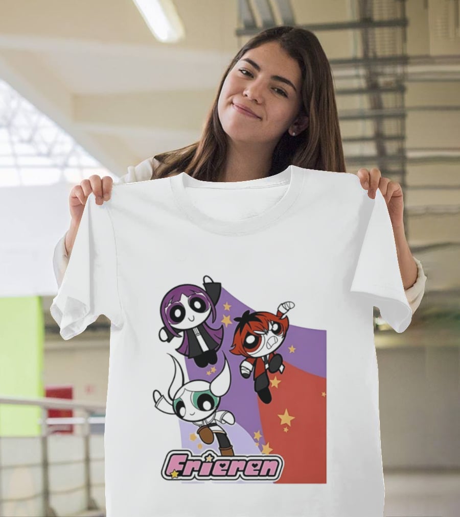 Frieren Characters In Powerpuff Girls Style With Stars T-Shirt