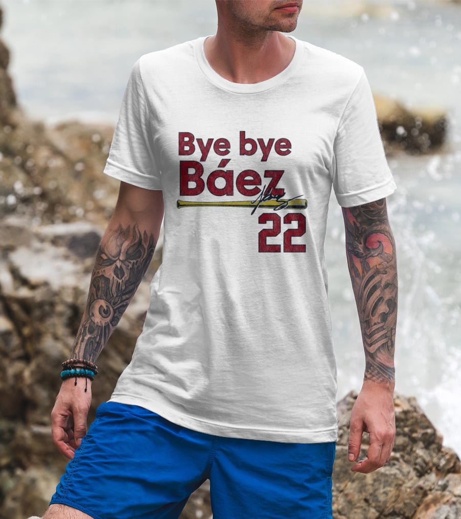Bye Bye Báez St. Louis Cardinals MLB 2026 Number 22 Baseball Bat Signature T-Shirt