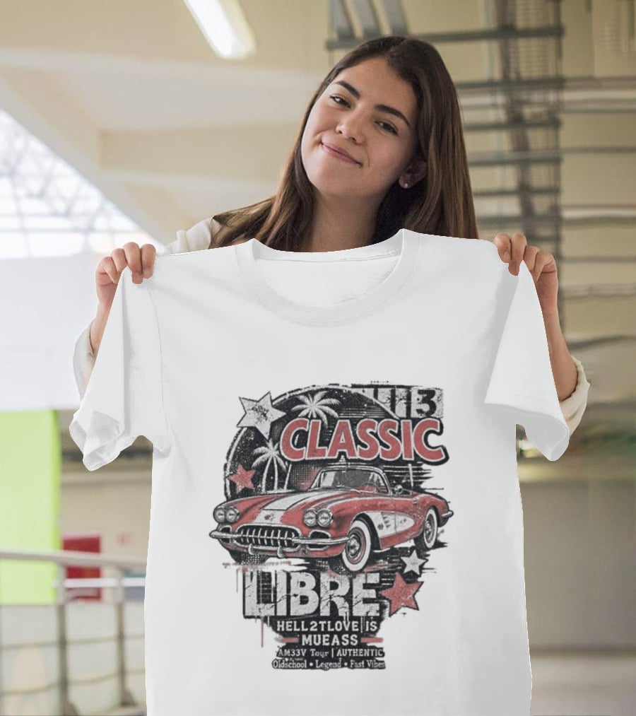 Classic Muscle Car Palm Tree Libre Americana Oldschool Legend Fast Vibes T-Shirt