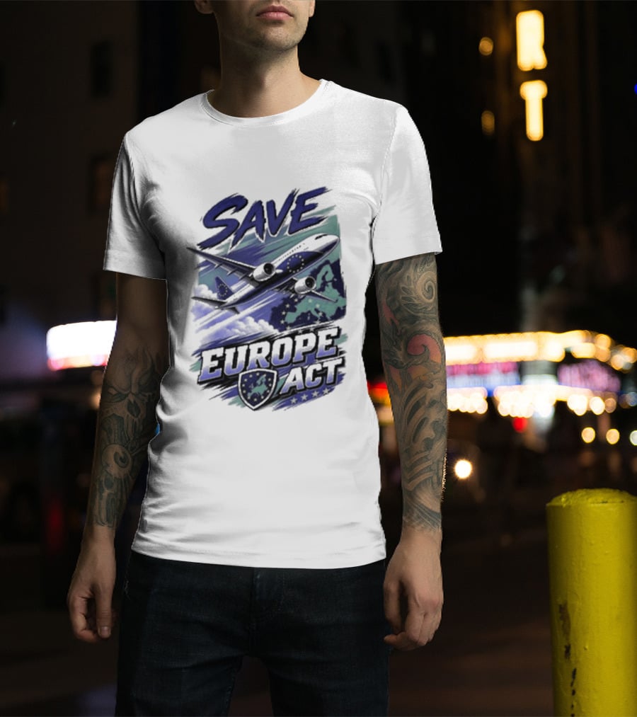 Save Europe Act 2026 Airplane Map Stars T-Shirt