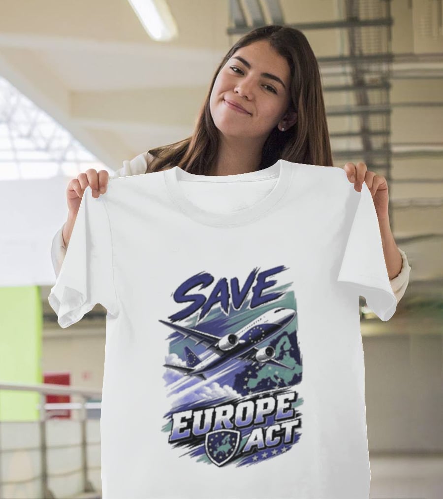 Save Europe Act 2026 Airplane Map Stars T-Shirt