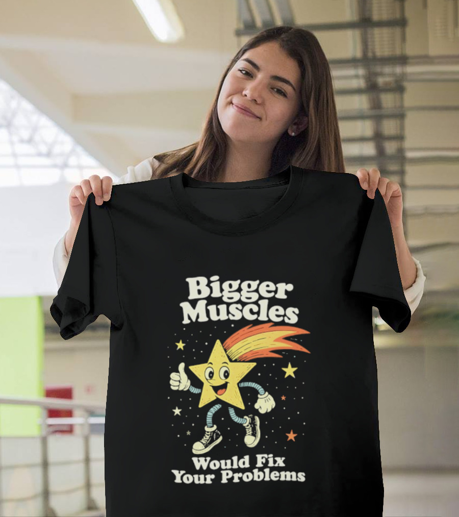 Bigger Muscles Star Cartoon Thumbs Up Encouragement T-Shirt