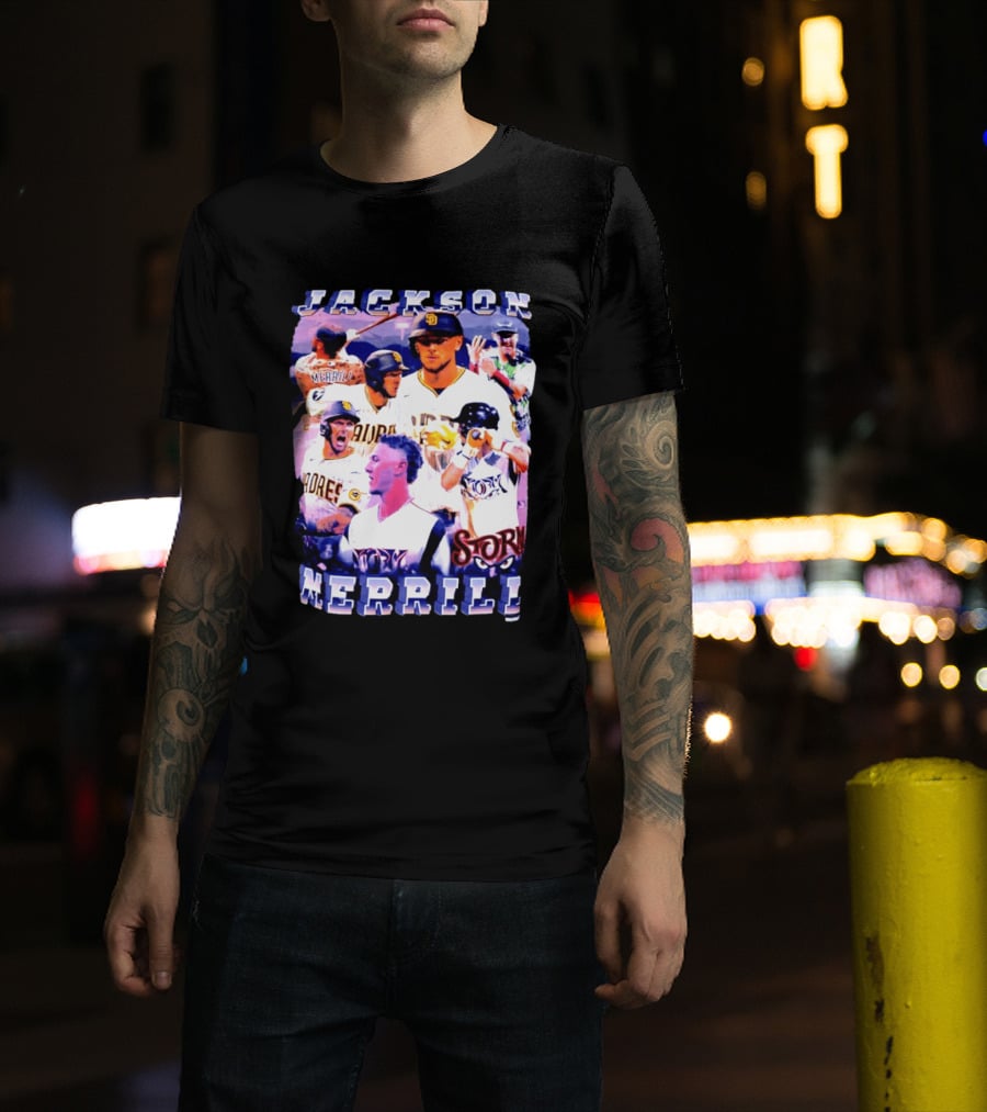 Jackson Merrill Padres Storm Baseball Collage San Diego T-Shirt