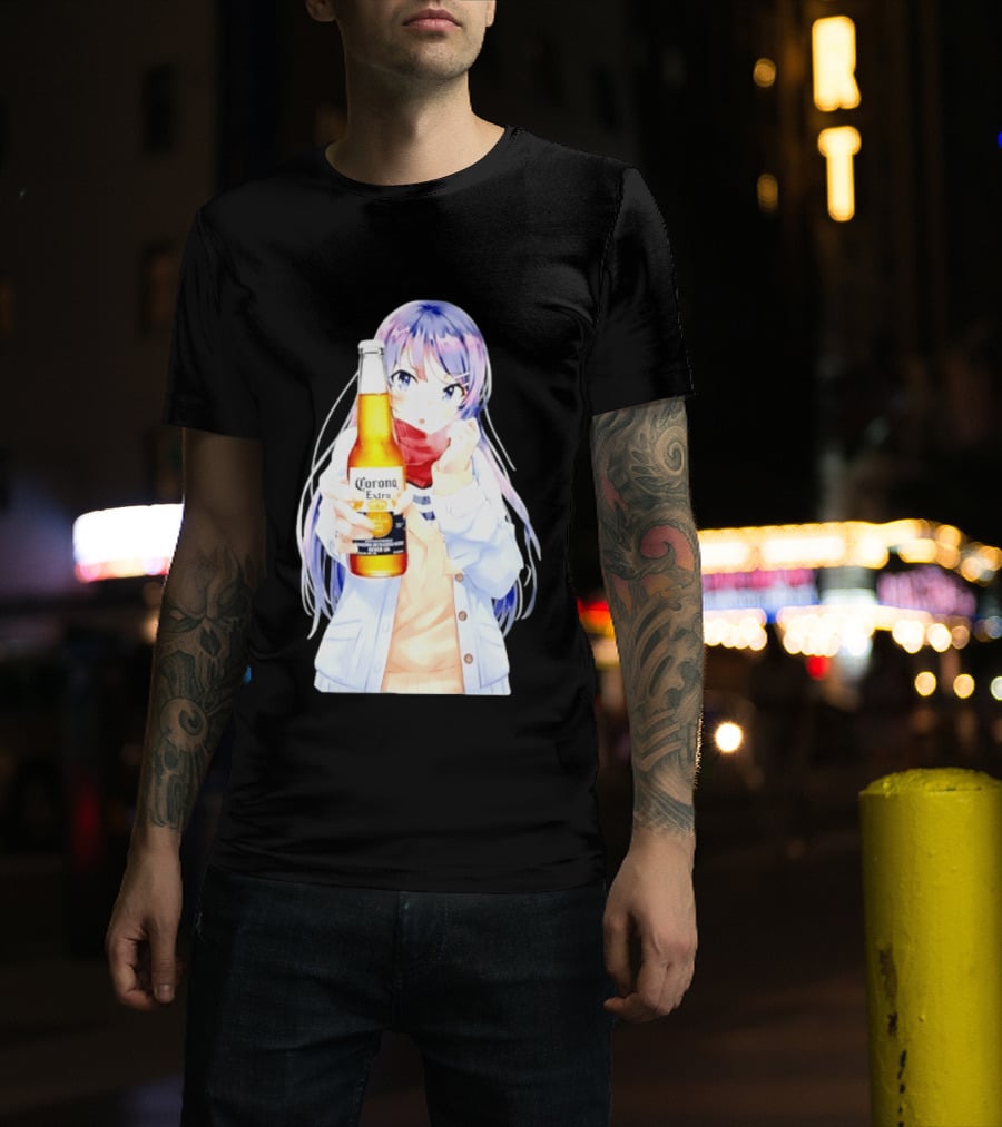 Mai Sakurajima Holding Corona Extra Rascal Does Not Dream Of Bunny Girl Senpai Anime T-Shirt