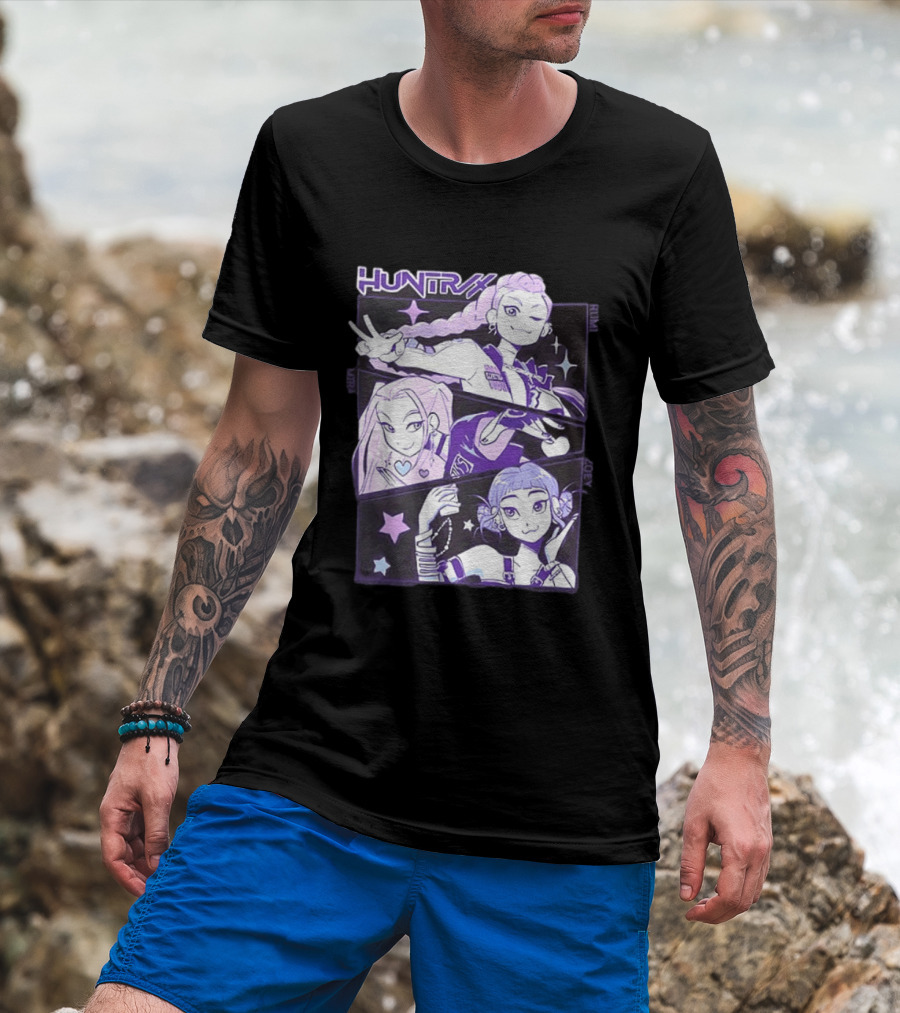 Huntrix Rumi Mira Zoey K POP World Tour Demon Hunters 2 Sided T-Shirt