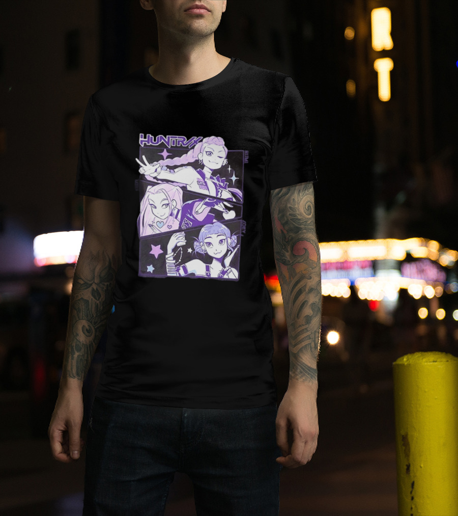 Huntrix Rumi Mira Zoey K POP World Tour Demon Hunters 2 Sided T-Shirt