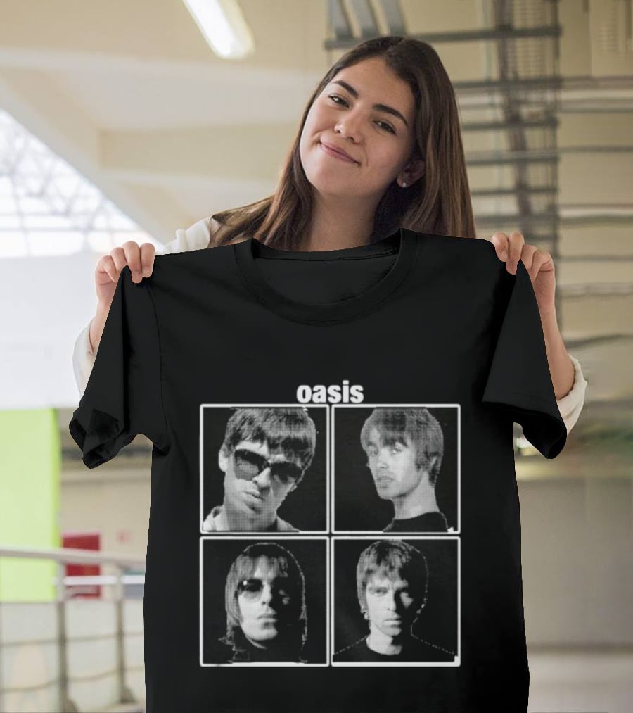 Oasis Band Members Britpop Liam Gallagher Iconic 90s Music Photos T-Shirt