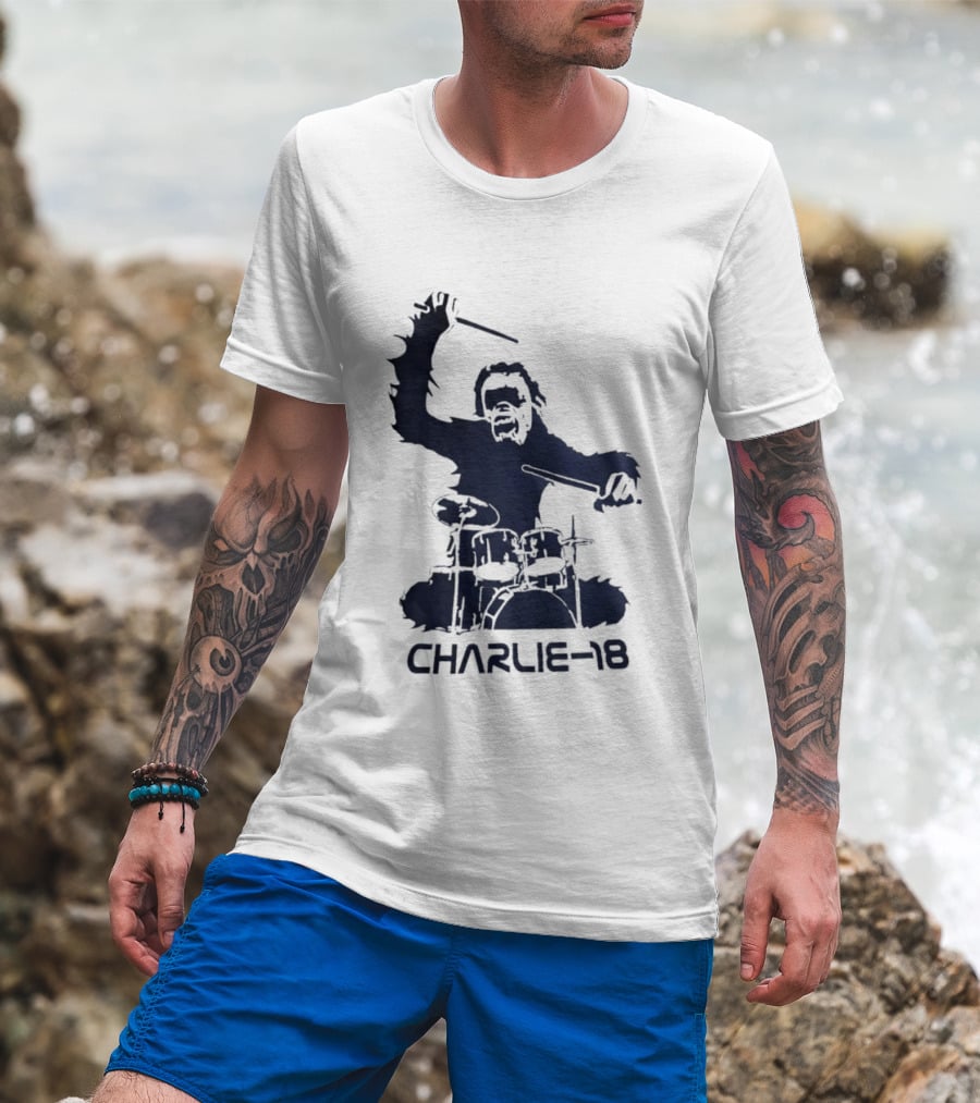 Charlie 18 Bigfoot Drumming T-Shirt