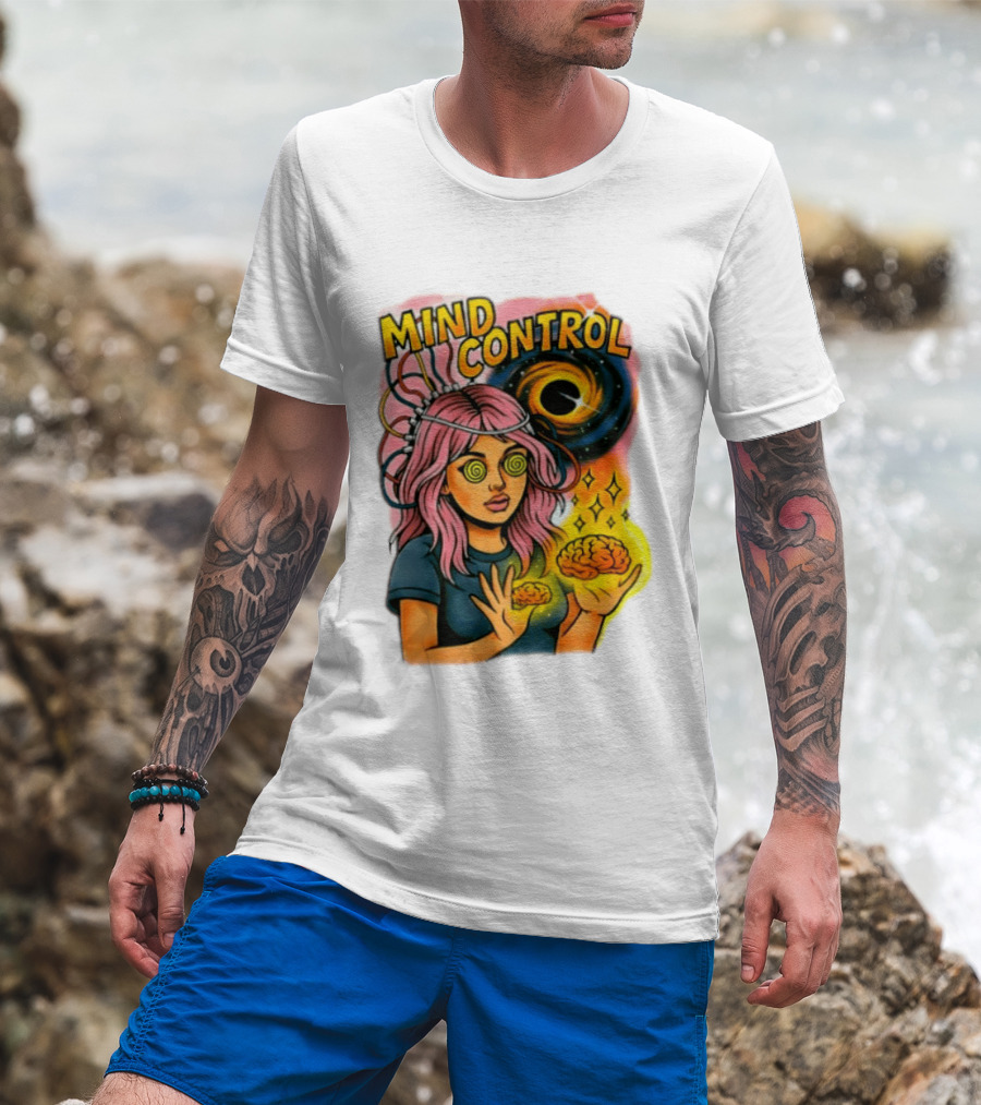 Mind Control Teen Hearts Psychedelic Black Hole Spiral Eyes Brain Magic T-Shirt