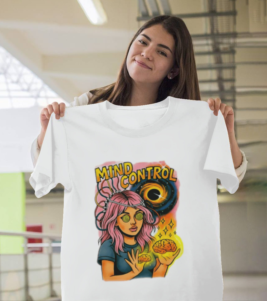 Mind Control Teen Hearts Psychedelic Black Hole Spiral Eyes Brain Magic T-Shirt