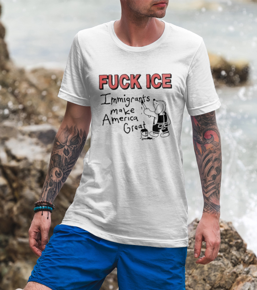 Fuck ICE Immigrants Make America Great Elephant Painter T-Shirt