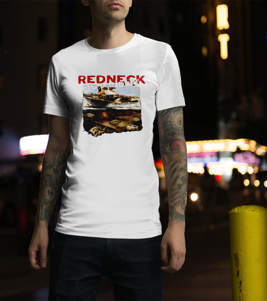 Redneck Fishfinder Fishing Boat Scene With Underwater View T-Shirt