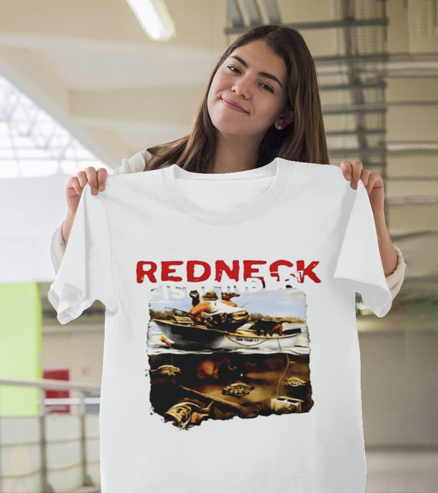 Redneck Fishfinder Fishing Boat Scene With Underwater View T-Shirt