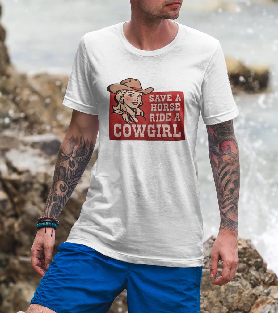 Save A Horse Ride A Cowgirl Western Country Music Vintage Style Cowgirl T-Shirt