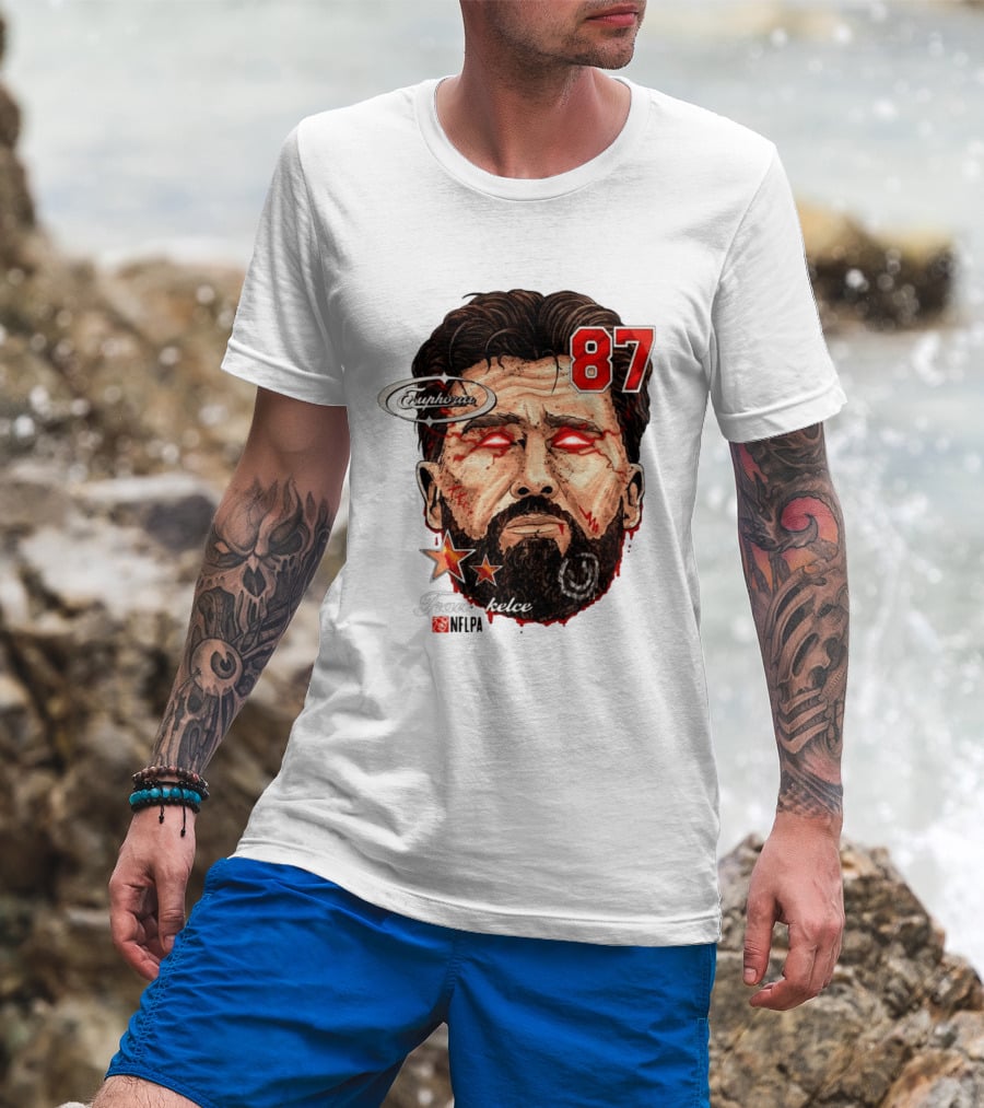 Travis Kelce Euphoria Lightning NFLPA Big Head 87 T-Shirt