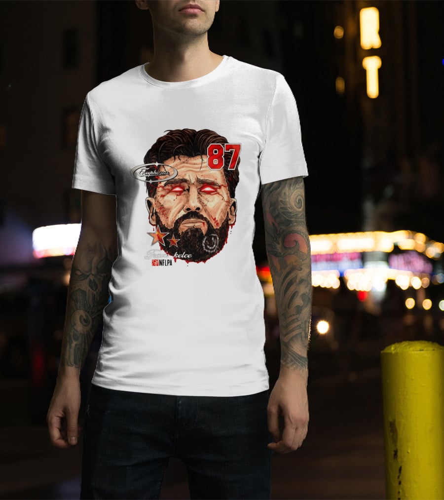 Travis Kelce Euphoria Lightning NFLPA Big Head 87 T-Shirt