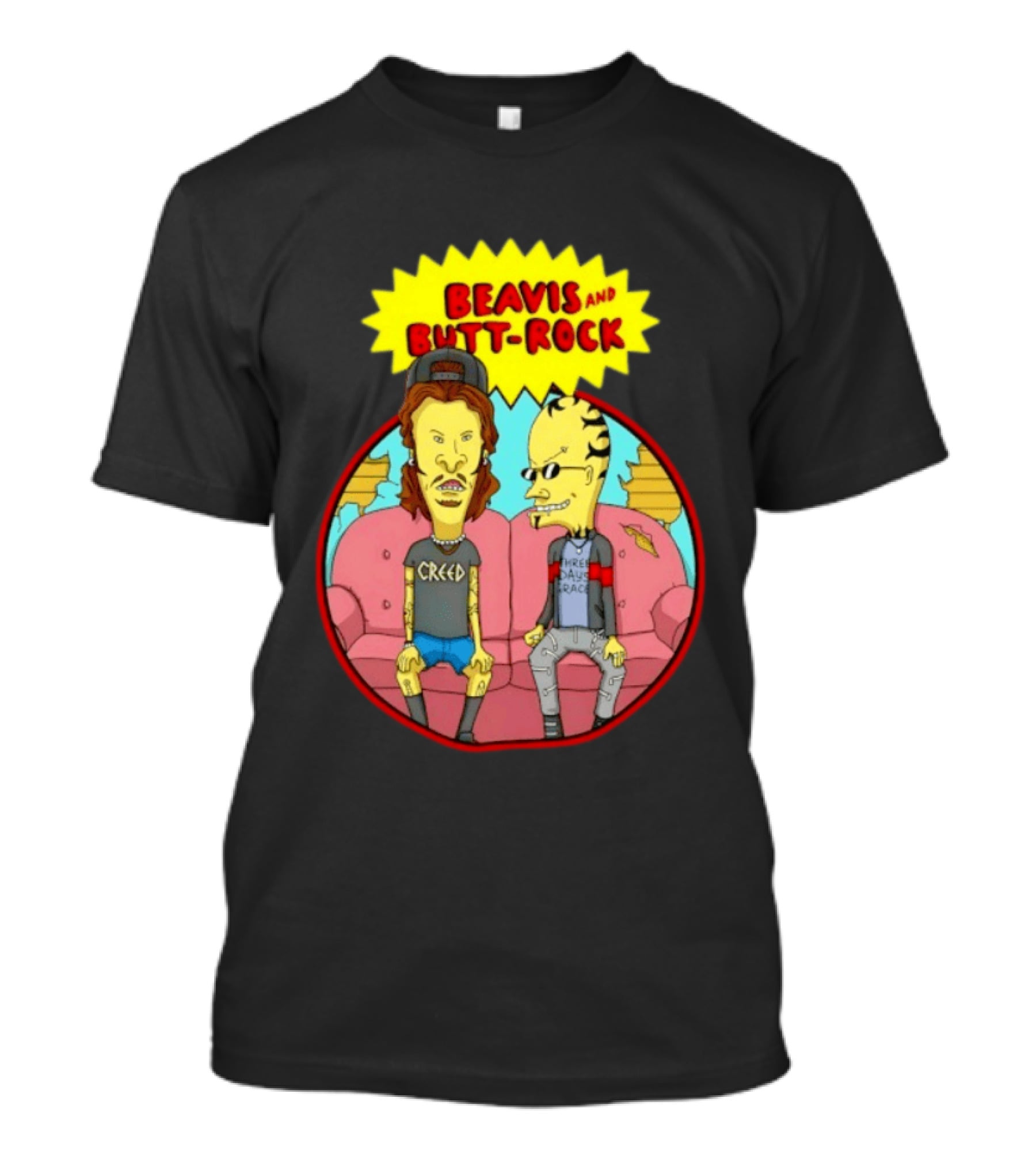 Beavis And Butt Head Rock Creed And Three Days Grace Couch Cartoon Characters T-Shirt
