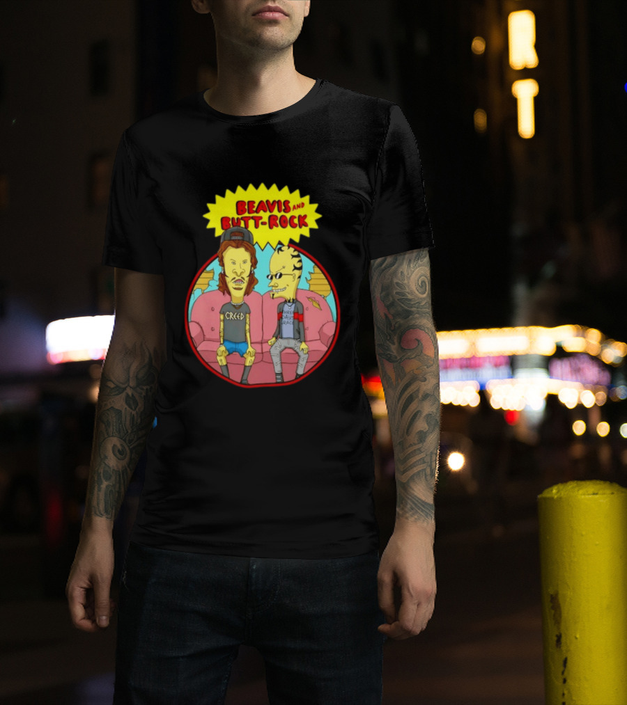 Beavis And Butt Head Rock Creed And Three Days Grace Couch Cartoon Characters T-Shirt