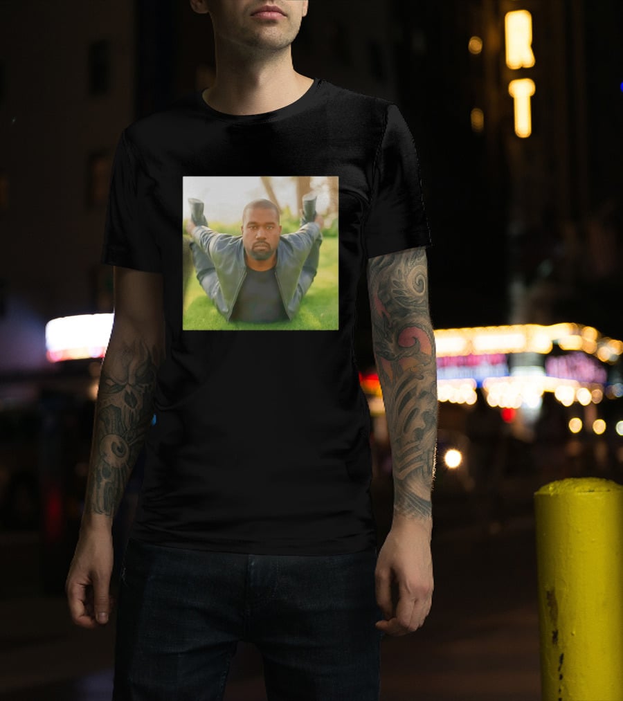 Kanye West Ye Meme Photo Iconic Pose Lying On Grass T-Shirt