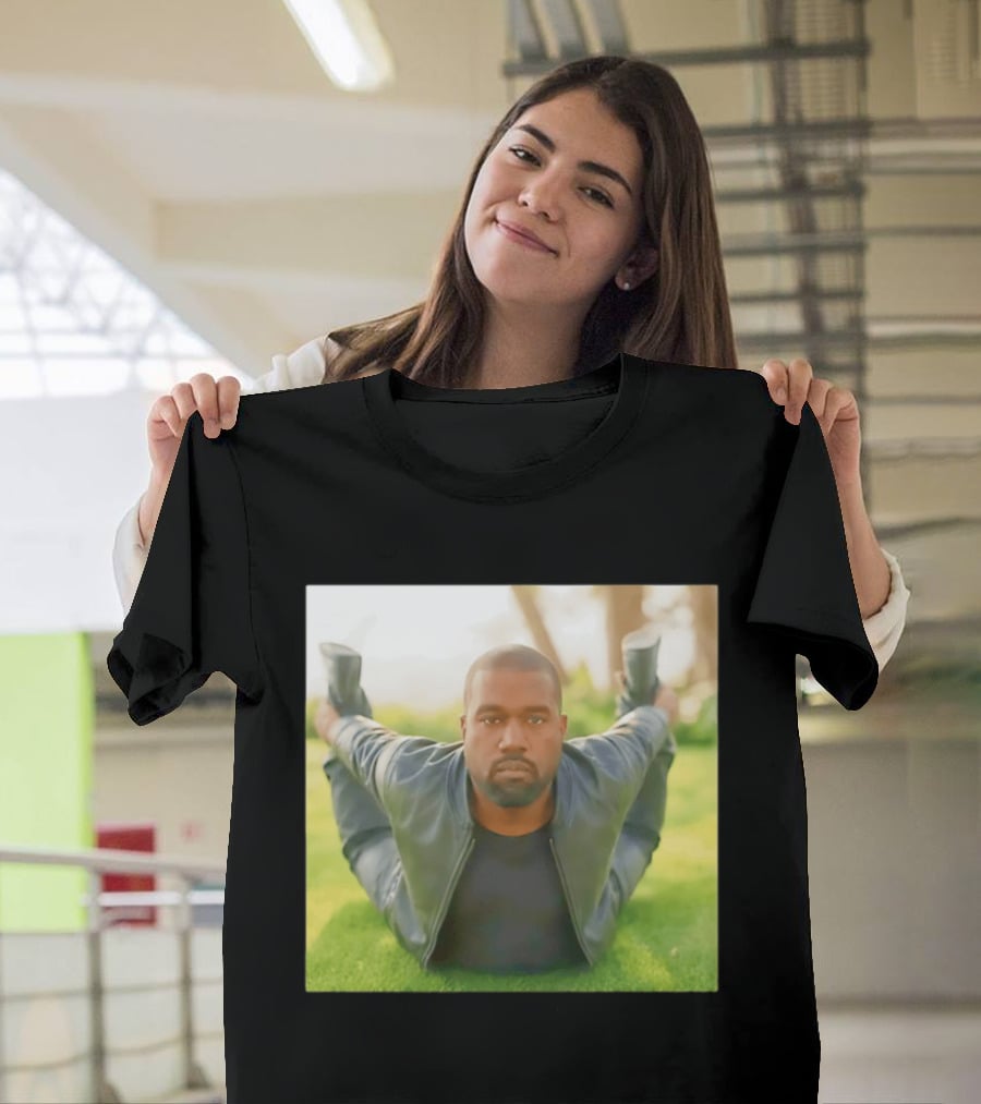 Kanye West Ye Meme Photo Iconic Pose Lying On Grass T-Shirt
