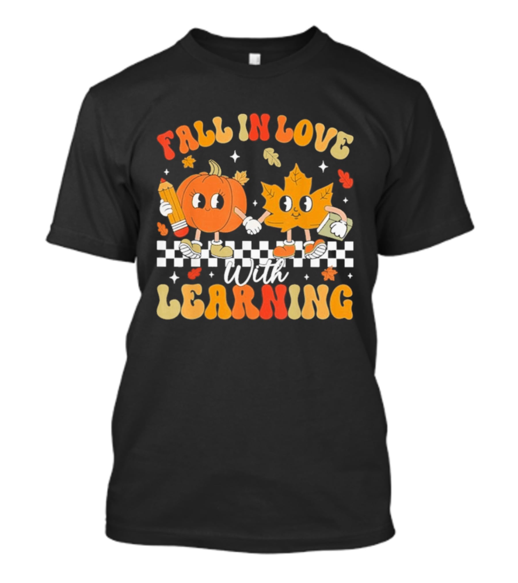 Fall In Love With Learning Pumpkin And Leaf Teacher T-Shirt