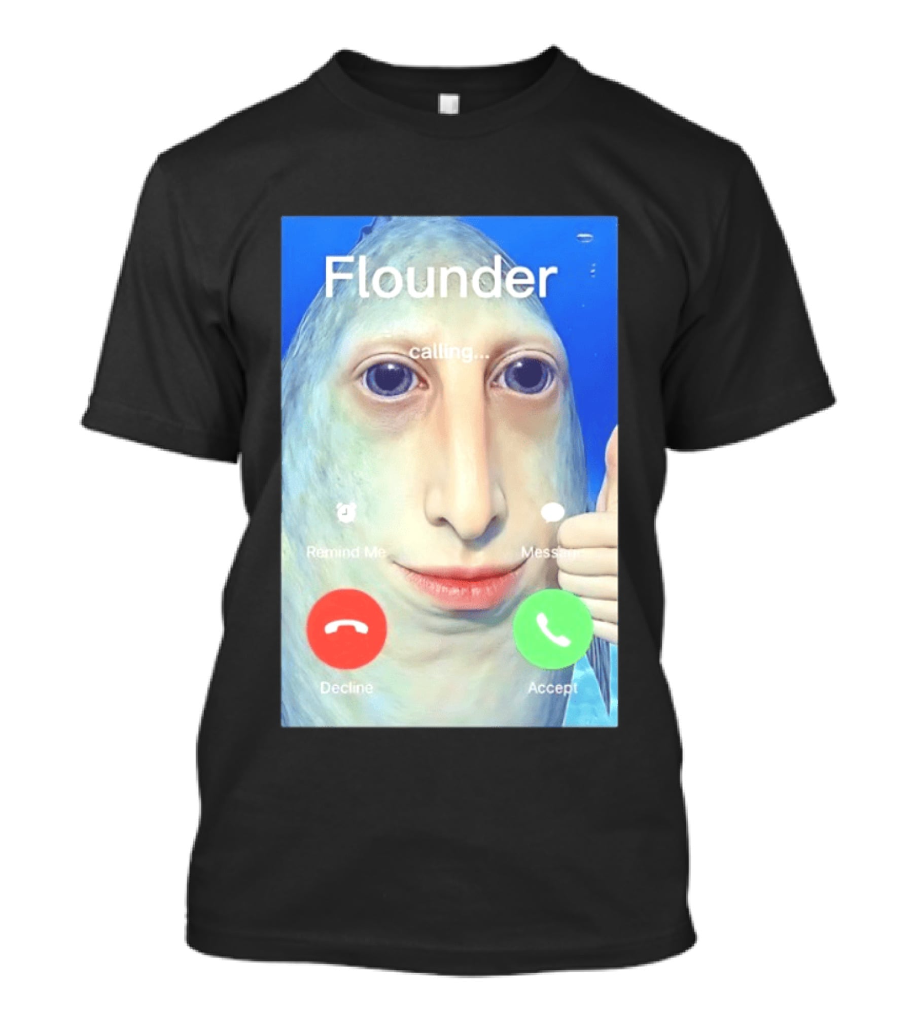 Flounder Calling Meme Decline Accept Remind Me Message T-Shirt